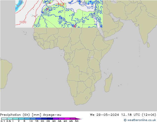 Yağış (6h) Arpege-eu Çar 29.05.2024 18 UTC