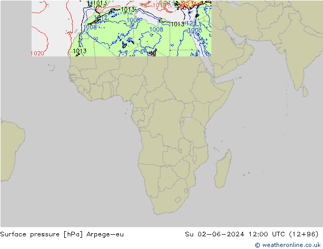 Surface pressure Arpege-eu Su 02.06.2024 12 UTC