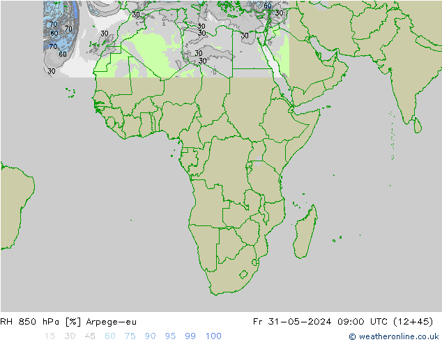 RH 850 hPa Arpege-eu pt. 31.05.2024 09 UTC