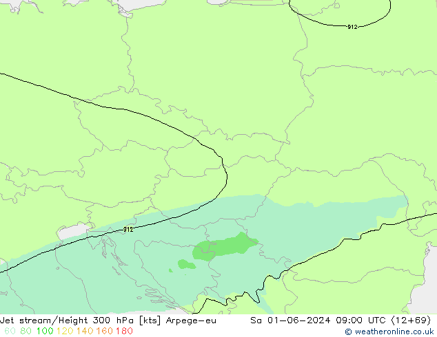 Jet stream/Height 300 hPa Arpege-eu So 01.06.2024 09 UTC