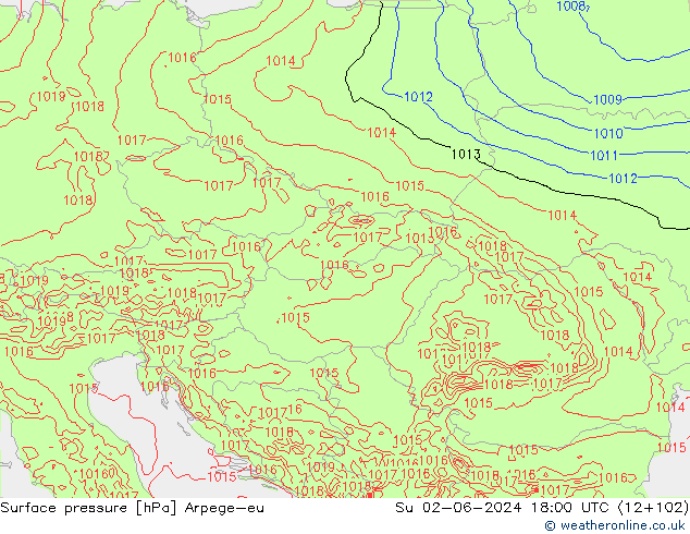 Bodendruck Arpege-eu So 02.06.2024 18 UTC