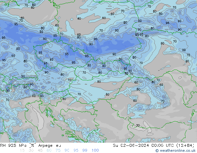 RH 925 hPa Arpege-eu So 02.06.2024 00 UTC