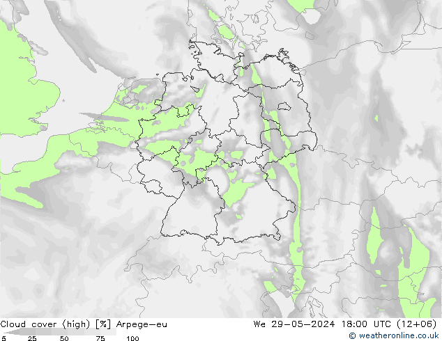 zachmurzenie (wysokie) Arpege-eu śro. 29.05.2024 18 UTC