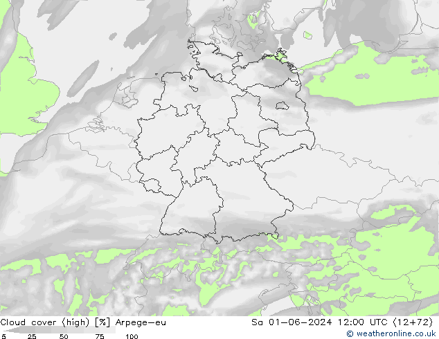 Bewolking (Hoog) Arpege-eu za 01.06.2024 12 UTC