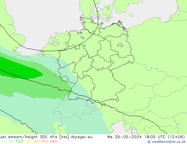 Jet stream/Height 300 hPa Arpege-eu We 29.05.2024 18 UTC