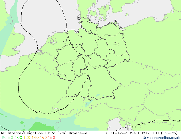 Jet stream/Height 300 hPa Arpege-eu Fr 31.05.2024 00 UTC