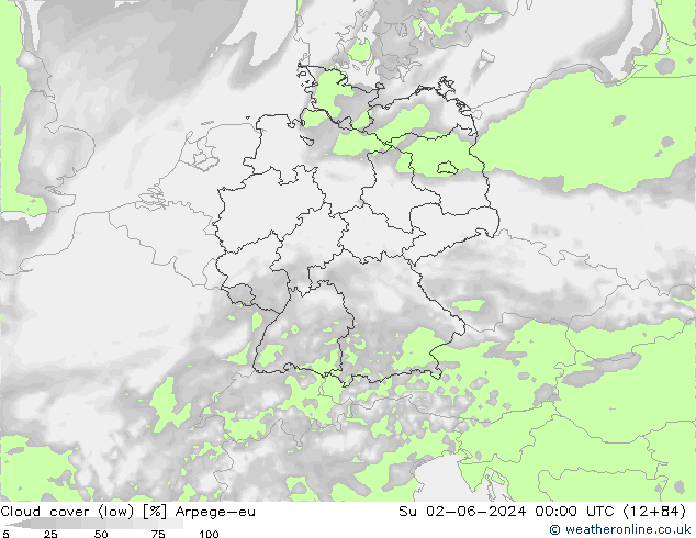Nuages (bas) Arpege-eu dim 02.06.2024 00 UTC