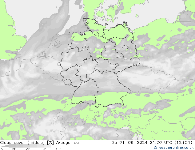 oblačnosti uprostřed Arpege-eu So 01.06.2024 21 UTC