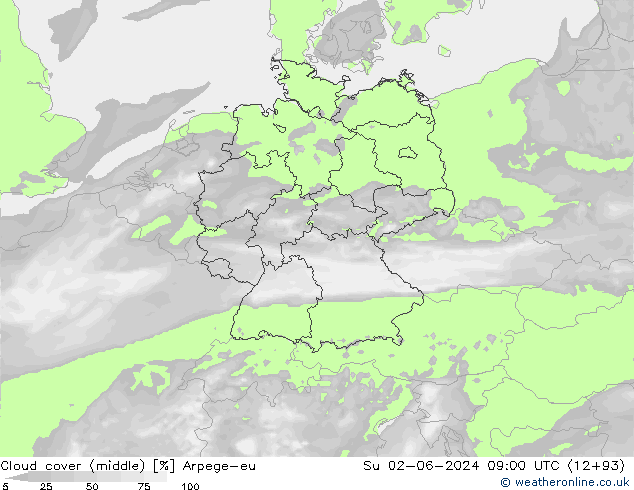 nuvens (médio) Arpege-eu Dom 02.06.2024 09 UTC