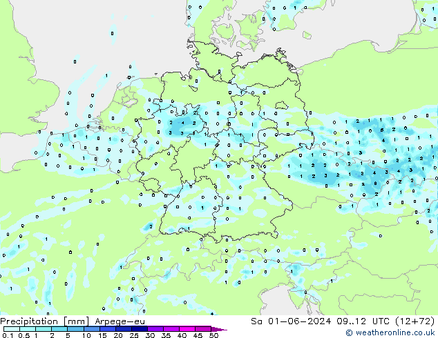 Neerslag Arpege-eu za 01.06.2024 12 UTC