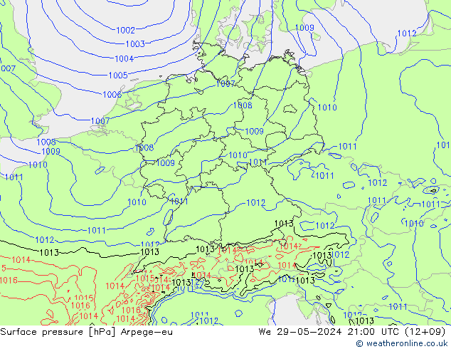 Yer basıncı Arpege-eu Çar 29.05.2024 21 UTC