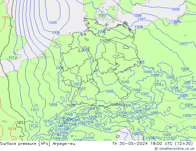 Luchtdruk (Grond) Arpege-eu do 30.05.2024 18 UTC