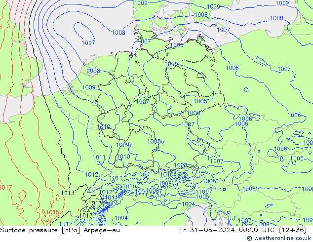 Surface pressure Arpege-eu Fr 31.05.2024 00 UTC