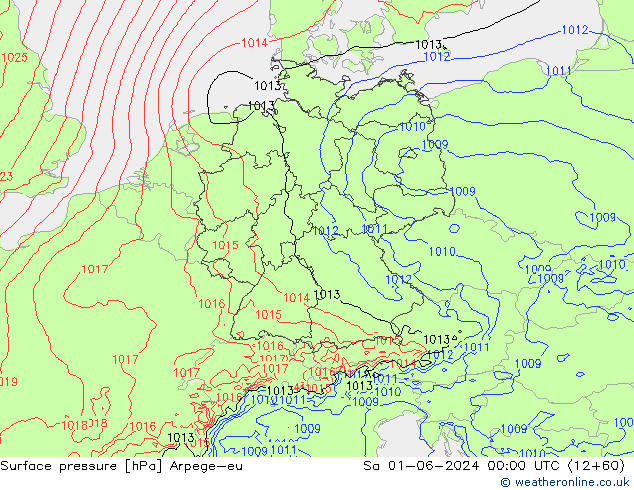 Surface pressure Arpege-eu Sa 01.06.2024 00 UTC