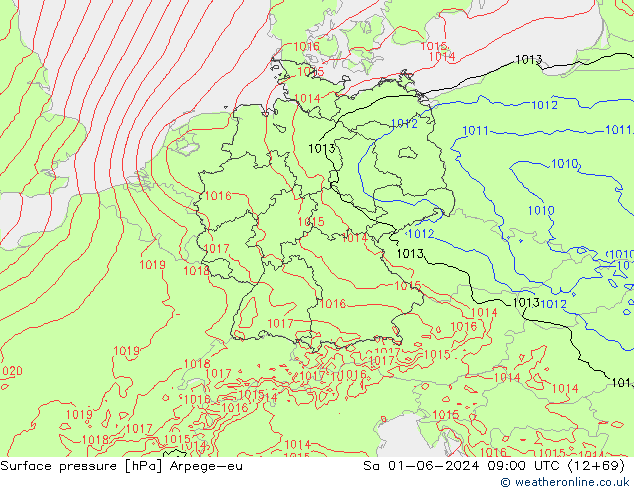 Yer basıncı Arpege-eu Cts 01.06.2024 09 UTC