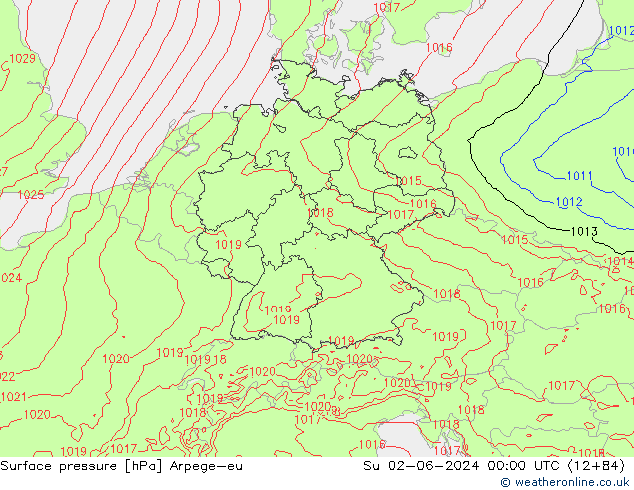 Surface pressure Arpege-eu Su 02.06.2024 00 UTC