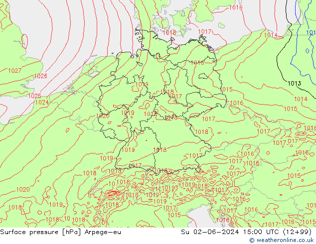 Luchtdruk (Grond) Arpege-eu zo 02.06.2024 15 UTC
