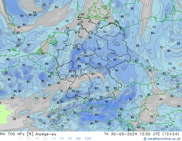 700 hPa Nispi Nem Arpege-eu Per 30.05.2024 12 UTC