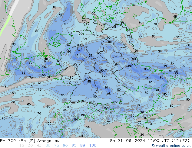 RV 700 hPa Arpege-eu za 01.06.2024 12 UTC