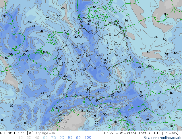 RH 850 hPa Arpege-eu  31.05.2024 09 UTC