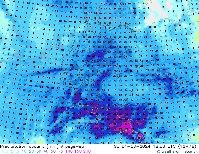 Toplam Yağış Arpege-eu Cts 01.06.2024 18 UTC