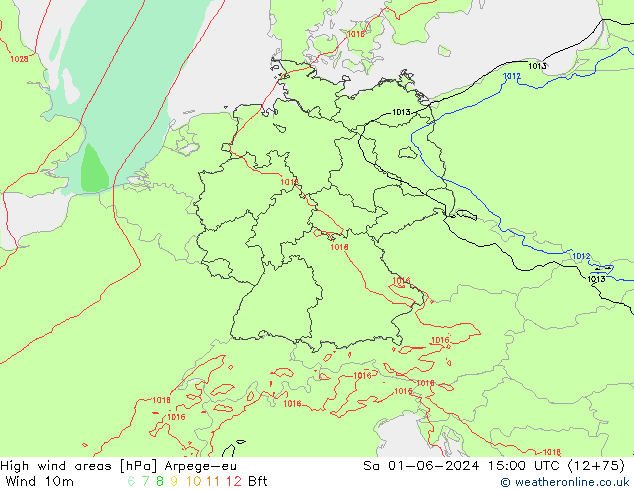 High wind areas Arpege-eu sáb 01.06.2024 15 UTC