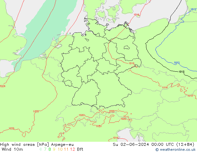 yüksek rüzgarlı alanlar Arpege-eu Paz 02.06.2024 00 UTC