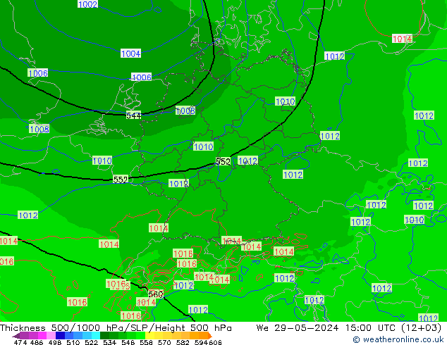 Thck 500-1000hPa Arpege-eu Qua 29.05.2024 15 UTC