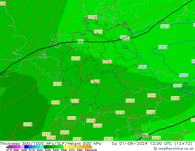 Thck 500-1000hPa Arpege-eu  01.06.2024 12 UTC