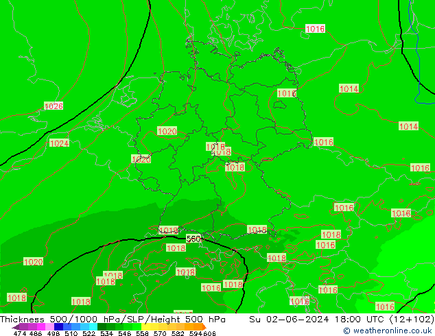 Thck 500-1000hPa Arpege-eu Ne 02.06.2024 18 UTC