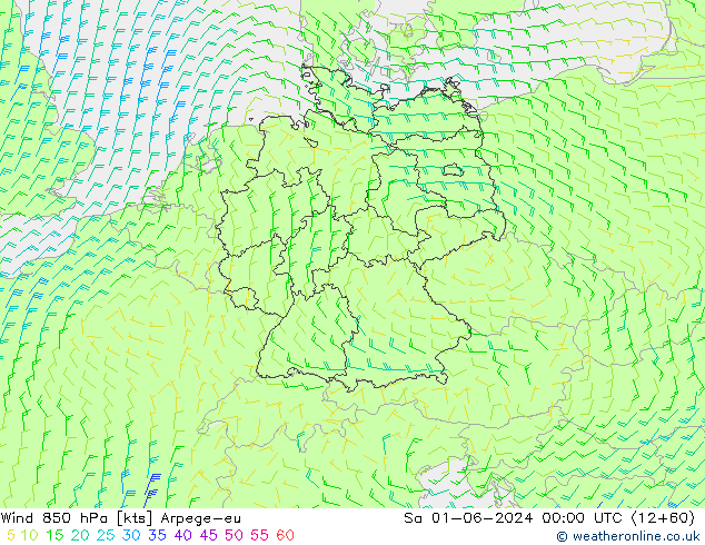 Wind 850 hPa Arpege-eu Sa 01.06.2024 00 UTC