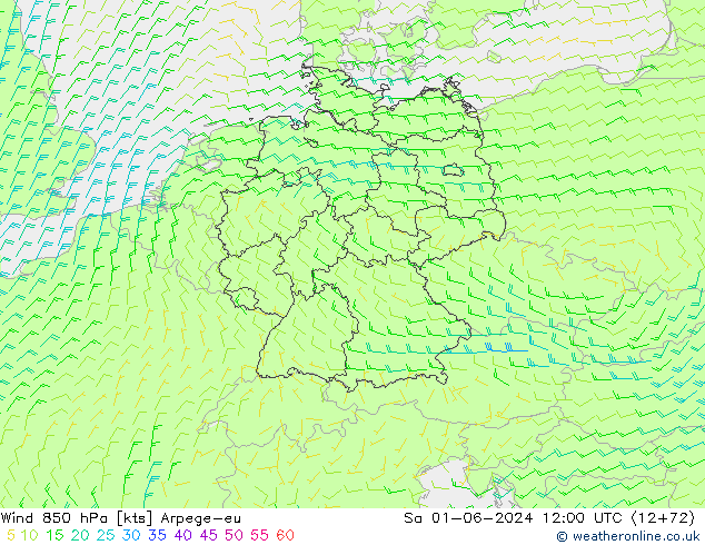 Rüzgar 850 hPa Arpege-eu Cts 01.06.2024 12 UTC