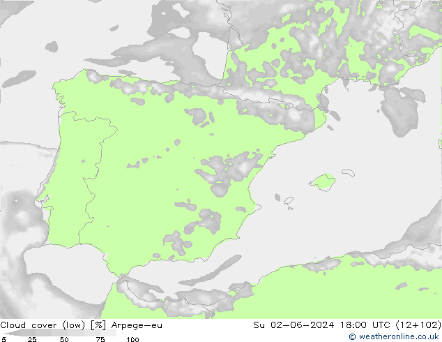 zachmurzenie (niskie) Arpege-eu nie. 02.06.2024 18 UTC