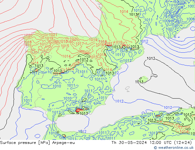 Surface pressure Arpege-eu Th 30.05.2024 12 UTC