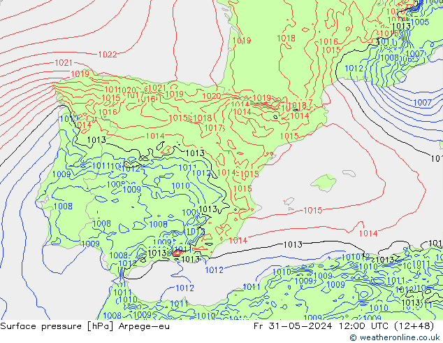 Atmosférický tlak Arpege-eu Pá 31.05.2024 12 UTC