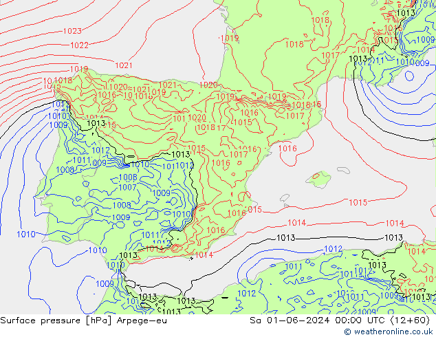 Surface pressure Arpege-eu Sa 01.06.2024 00 UTC