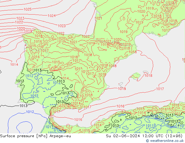приземное давление Arpege-eu Вс 02.06.2024 12 UTC