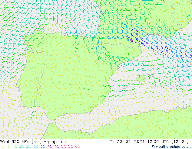  850 hPa Arpege-eu  30.05.2024 12 UTC