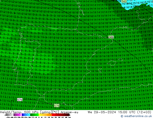 Height/Temp. 500 гПа Arpege-eu ср 29.05.2024 15 UTC