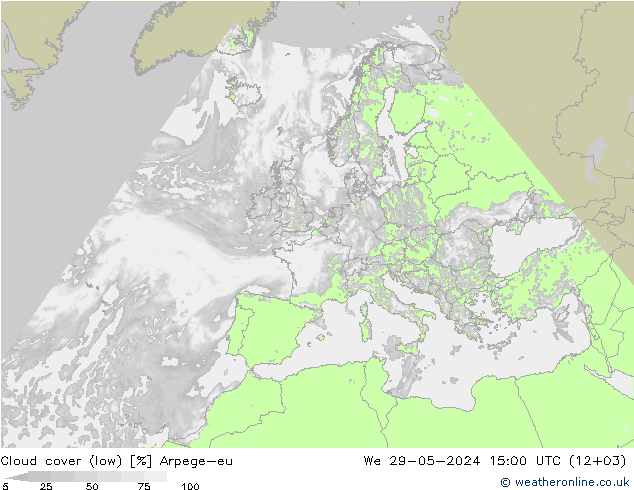 zachmurzenie (niskie) Arpege-eu śro. 29.05.2024 15 UTC