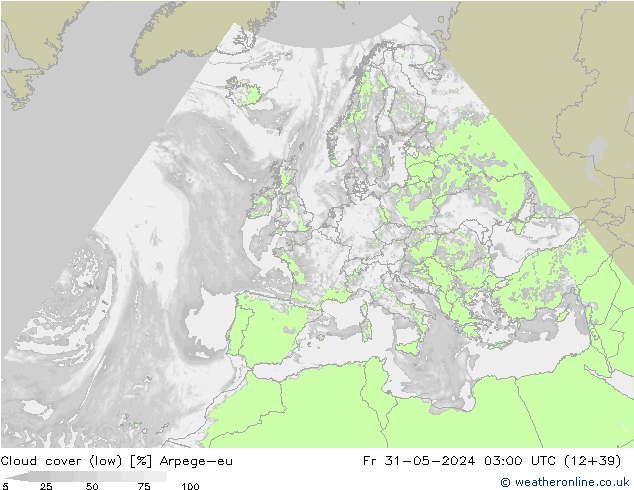 zachmurzenie (niskie) Arpege-eu pt. 31.05.2024 03 UTC