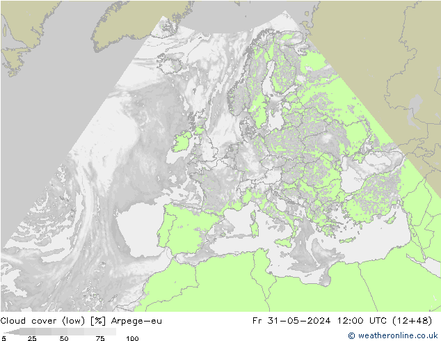 Wolken (tief) Arpege-eu Fr 31.05.2024 12 UTC