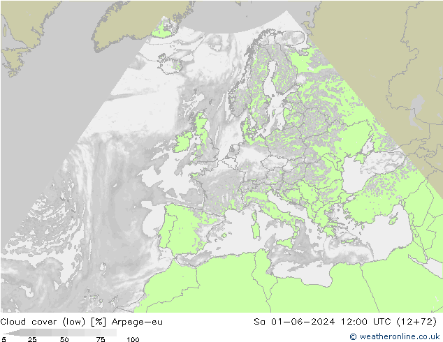 облака (низкий) Arpege-eu сб 01.06.2024 12 UTC