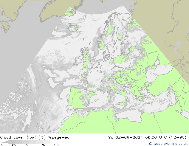 Bulutlar (düşük) Arpege-eu Paz 02.06.2024 06 UTC