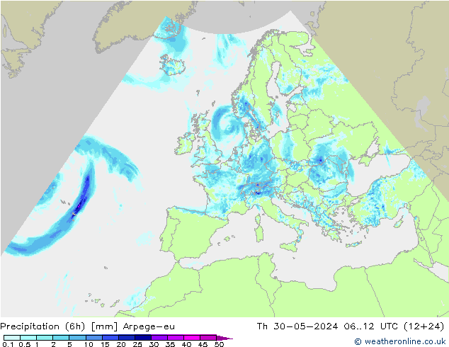 Nied. akkumuliert (6Std) Arpege-eu Do 30.05.2024 12 UTC