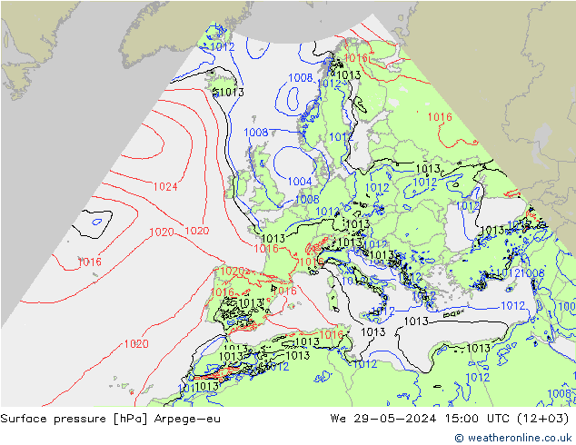 Surface pressure Arpege-eu We 29.05.2024 15 UTC