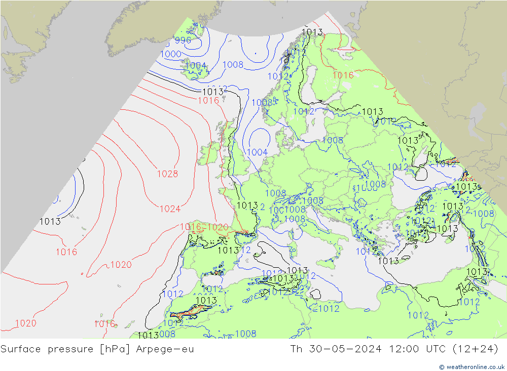 Bodendruck Arpege-eu Do 30.05.2024 12 UTC