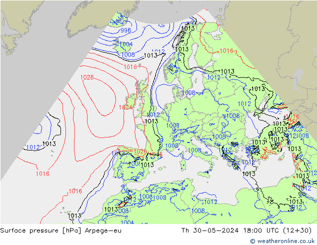 Luchtdruk (Grond) Arpege-eu do 30.05.2024 18 UTC