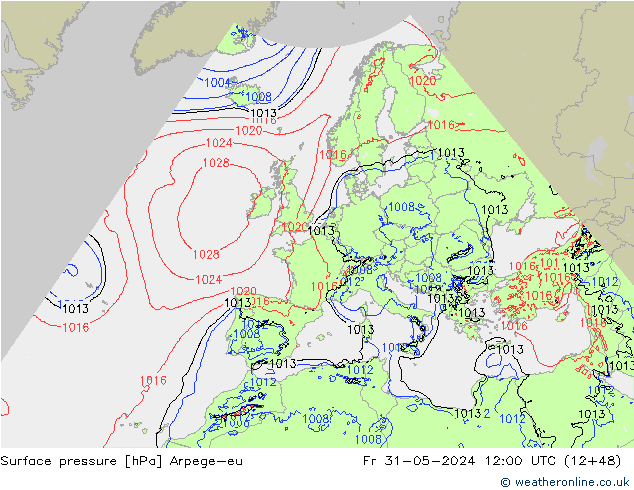 приземное давление Arpege-eu пт 31.05.2024 12 UTC