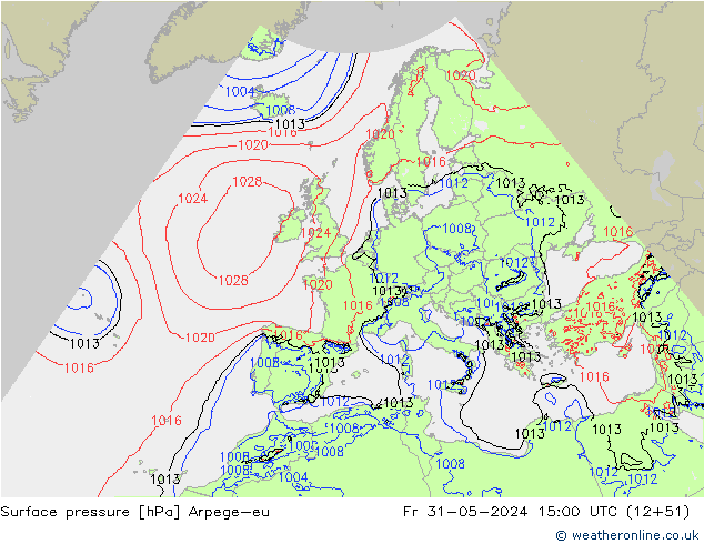 Yer basıncı Arpege-eu Cu 31.05.2024 15 UTC